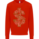 Electric Dollar Sign Crypto Cash Mens Sweatshirt Jumper Bright Red