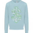 Electric Dollar Sign Crypto Cash Mens Sweatshirt Jumper Light Blue