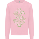 Electric Dollar Sign Crypto Cash Mens Sweatshirt Jumper Light Pink