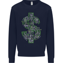 Electric Dollar Sign Crypto Cash Mens Sweatshirt Jumper Navy Blue