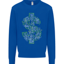 Electric Dollar Sign Crypto Cash Mens Sweatshirt Jumper Royal Blue