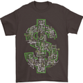 Electric Dollar Sign Crypto Cash Mens T-Shirt Cotton Gildan Dark Chocolate
