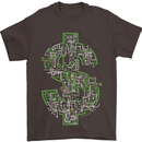 Electric Dollar Sign Crypto Cash Mens T-Shirt Cotton Gildan Dark Chocolate