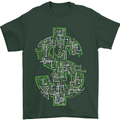 Electric Dollar Sign Crypto Cash Mens T-Shirt Cotton Gildan Forest Green