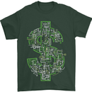 Electric Dollar Sign Crypto Cash Mens T-Shirt Cotton Gildan Forest Green