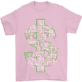 Electric Dollar Sign Crypto Cash Mens T-Shirt Cotton Gildan Light Pink