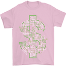 Electric Dollar Sign Crypto Cash Mens T-Shirt Cotton Gildan Light Pink