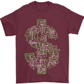 Electric Dollar Sign Crypto Cash Mens T-Shirt Cotton Gildan Maroon