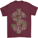 Electric Dollar Sign Crypto Cash Mens T-Shirt Cotton Gildan Maroon