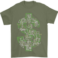 Electric Dollar Sign Crypto Cash Mens T-Shirt Cotton Gildan Military Green