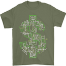 Electric Dollar Sign Crypto Cash Mens T-Shirt Cotton Gildan Military Green