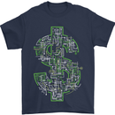 Electric Dollar Sign Crypto Cash Mens T-Shirt Cotton Gildan Navy Blue