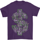 Electric Dollar Sign Crypto Cash Mens T-Shirt Cotton Gildan Purple