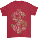 Electric Dollar Sign Crypto Cash Mens T-Shirt Cotton Gildan Red