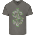 Electric Dollar Sign Crypto Cash Mens V-Neck Cotton T-Shirt Charcoal