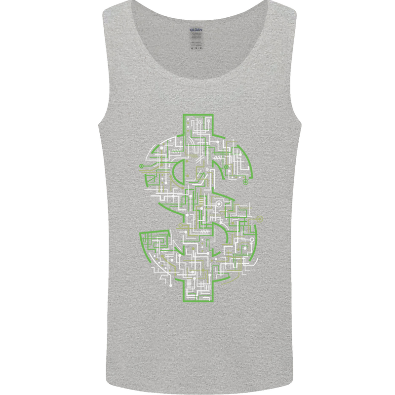 Electric Dollar Sign Crypto Cash Mens Vest Tank Top Sports Grey