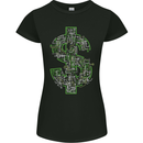 Electric Dollar Sign Crypto Cash Womens Petite Cut T-Shirt Black