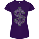 Electric Dollar Sign Crypto Cash Womens Petite Cut T-Shirt Purple