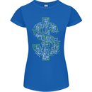 Electric Dollar Sign Crypto Cash Womens Petite Cut T-Shirt Royal Blue