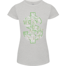Electric Dollar Sign Crypto Cash Womens Petite Cut T-Shirt Sports Grey