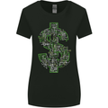 Electric Dollar Sign Crypto Cash Womens Wider Cut T-Shirt Black