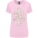 Electric Dollar Sign Crypto Cash Womens Wider Cut T-Shirt Light Pink