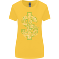 Electric Dollar Sign Crypto Cash Womens Wider Cut T-Shirt Yellow
