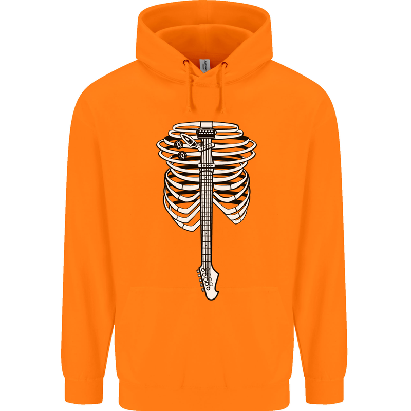 Electric Guitar Ribs Guitarist Acoustic Childrens Kids Hoodie Orange