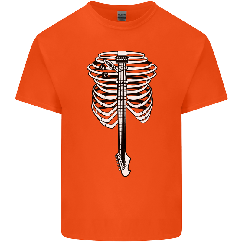 Electric Guitar Ribs Guitarist Acoustic Mens Cotton T-Shirt Tee Top Orange