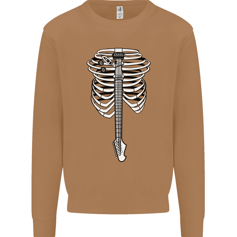 Electric Guitar Ribs Guitarist Acoustic Mens Sweatshirt Jumper Caramel Latte