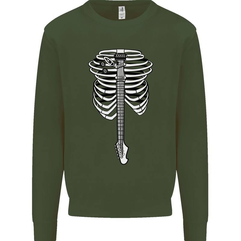 Electric Guitar Ribs Guitarist Acoustic Mens Sweatshirt Jumper Forest Green