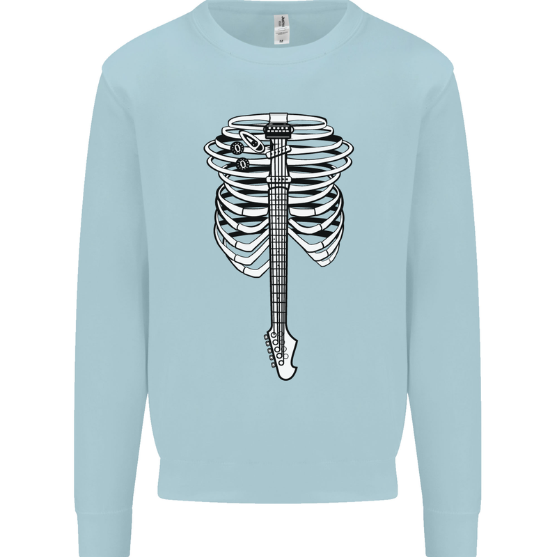 Electric Guitar Ribs Guitarist Acoustic Mens Sweatshirt Jumper Light Blue