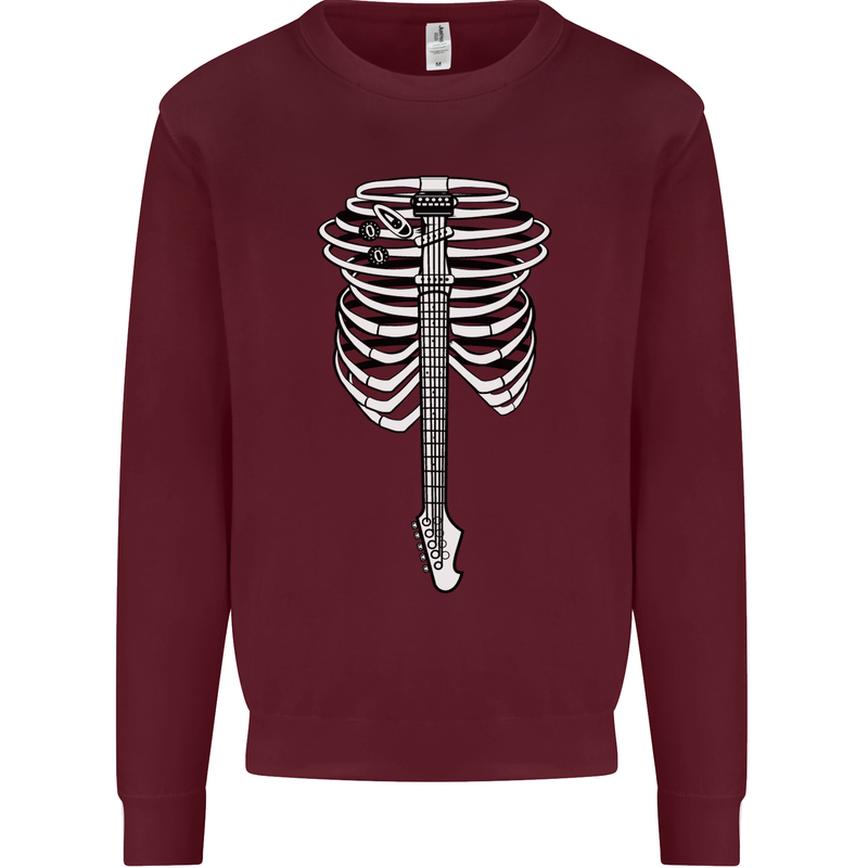 Electric Guitar Ribs Guitarist Acoustic Mens Sweatshirt Jumper Maroon