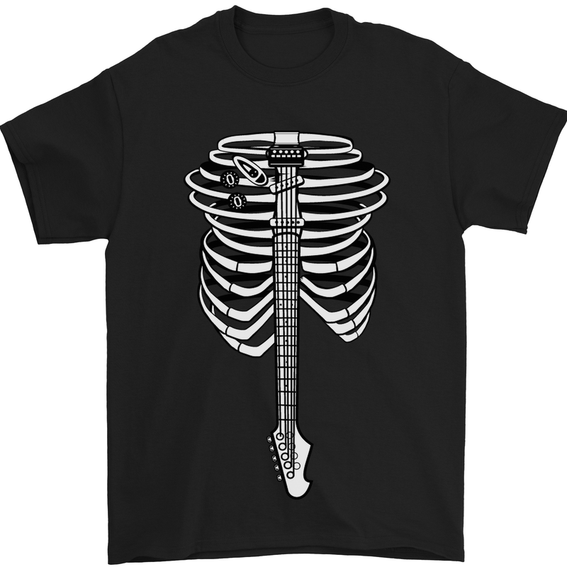 Electric Guitar Ribs Guitarist Acoustic Mens T-Shirt Cotton Gildan Black