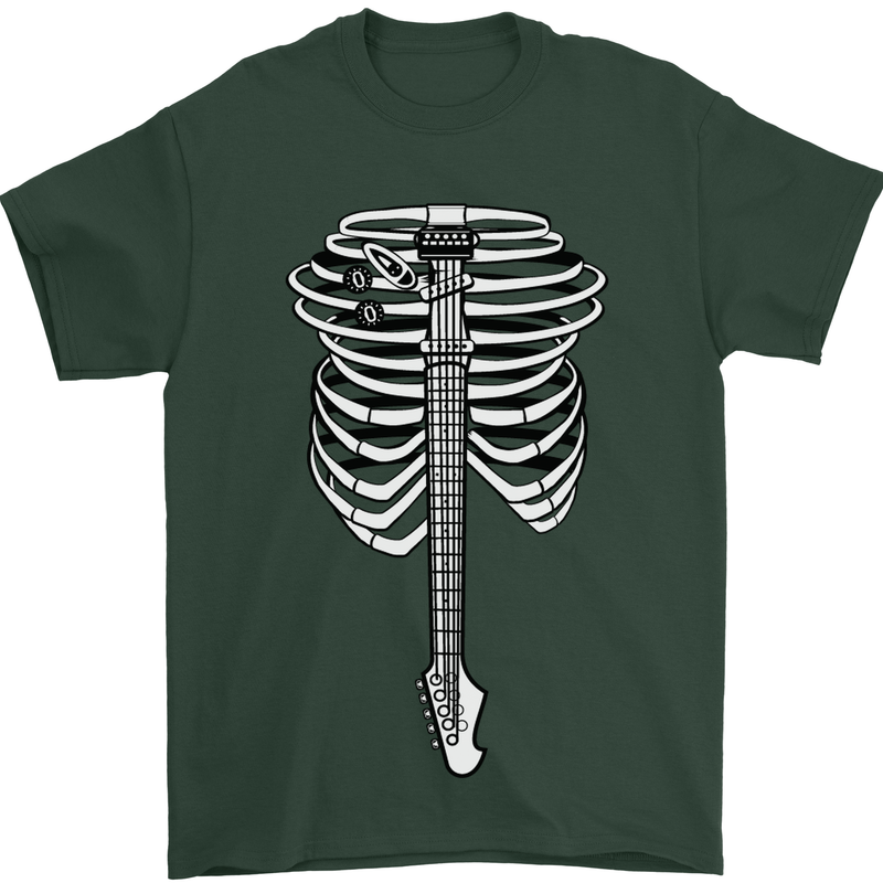 Electric Guitar Ribs Guitarist Acoustic Mens T-Shirt Cotton Gildan Forest Green