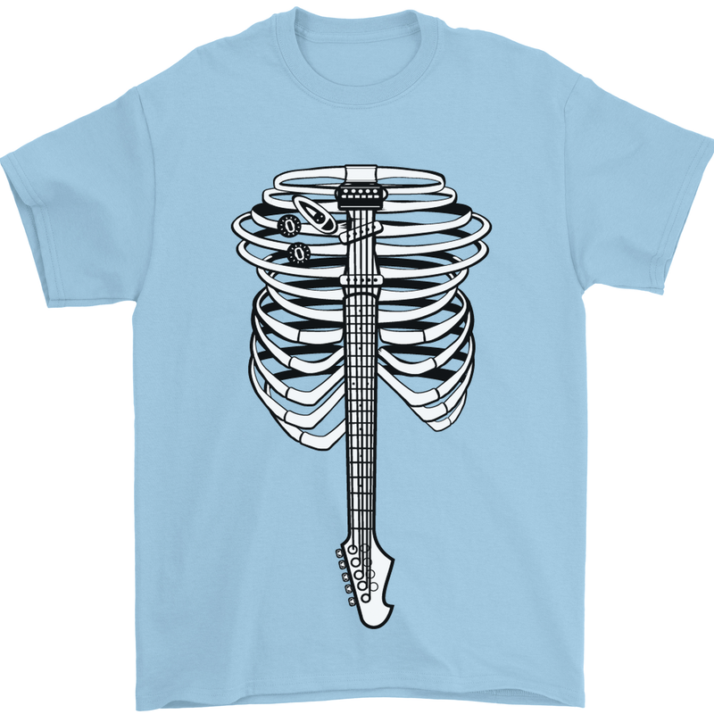 Electric Guitar Ribs Guitarist Acoustic Mens T-Shirt Cotton Gildan Light Blue