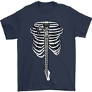 Electric Guitar Ribs Guitarist Acoustic Mens T-Shirt Cotton Gildan Navy Blue
