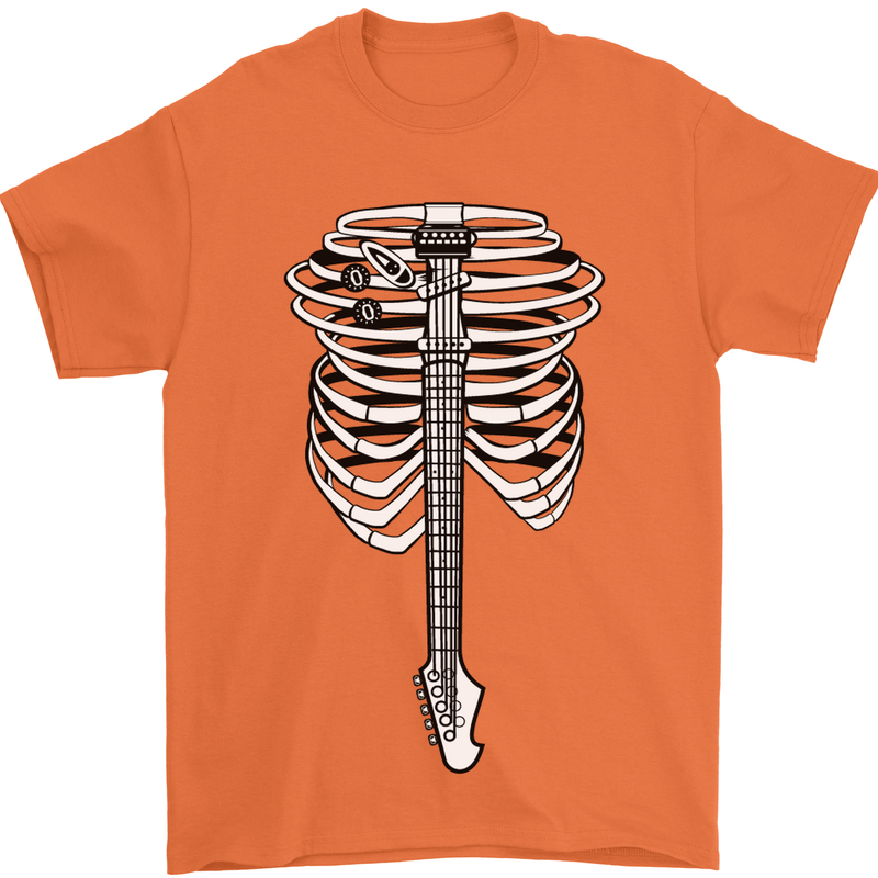 Electric Guitar Ribs Guitarist Acoustic Mens T-Shirt Cotton Gildan Orange