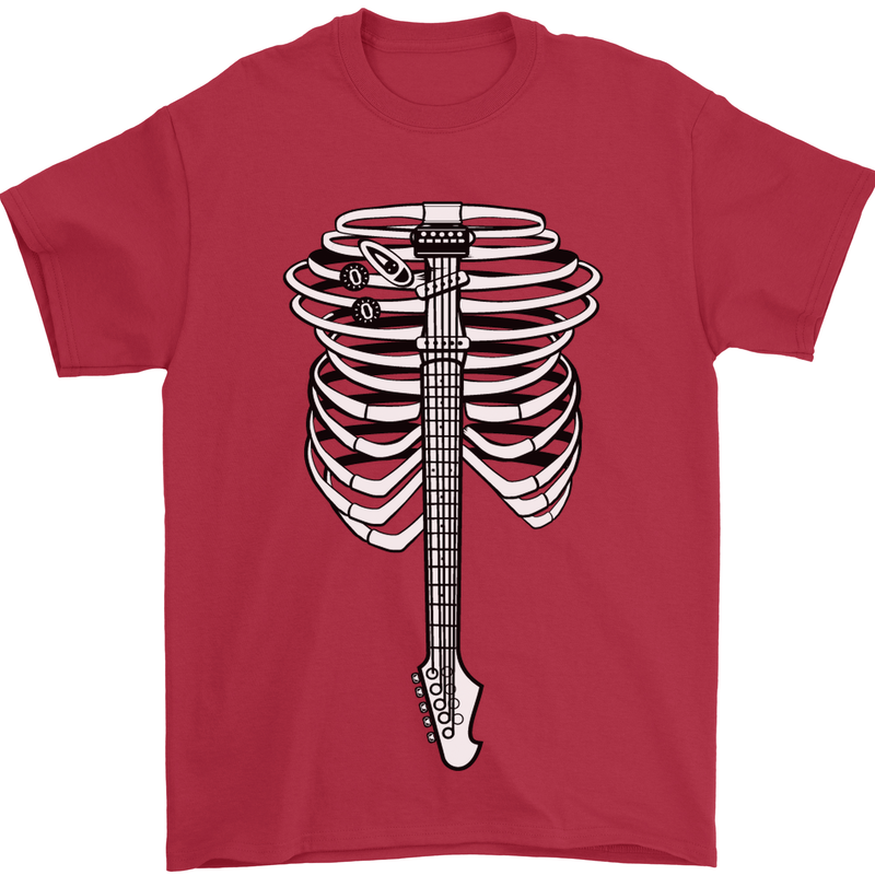 Electric Guitar Ribs Guitarist Acoustic Mens T-Shirt Cotton Gildan Red