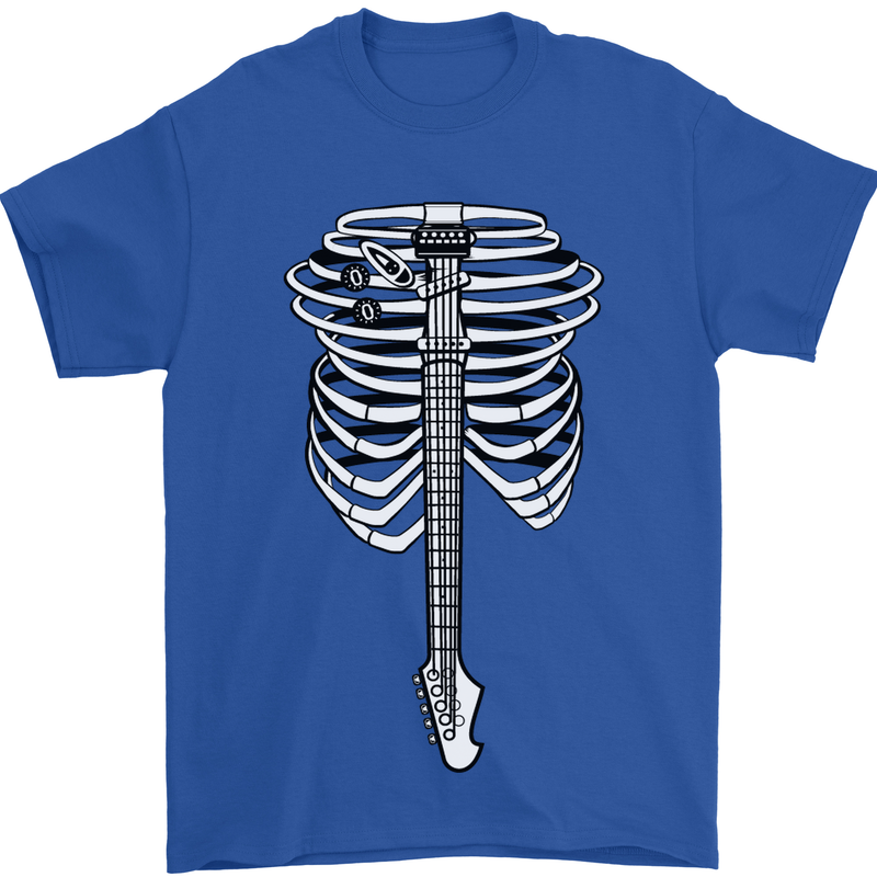 Electric Guitar Ribs Guitarist Acoustic Mens T-Shirt Cotton Gildan Royal Blue