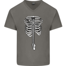 Electric Guitar Ribs Guitarist Acoustic Mens V-Neck Cotton T-Shirt Charcoal