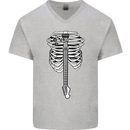 Electric Guitar Ribs Guitarist Acoustic Mens V-Neck Cotton T-Shirt Sports Grey