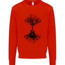 Electric Guitar Tree & Roots Guitarist Kids Sweatshirt Jumper Bright Red