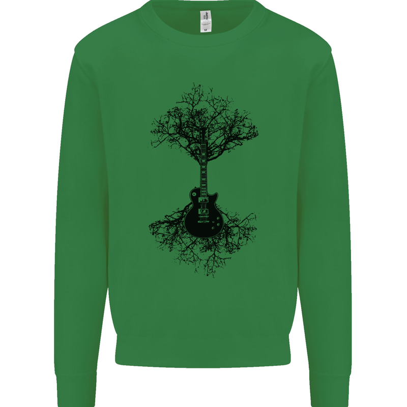 Electric Guitar Tree & Roots Guitarist Kids Sweatshirt Jumper Irish Green