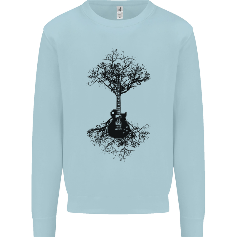 Electric Guitar Tree & Roots Guitarist Kids Sweatshirt Jumper Light Blue