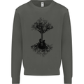 Electric Guitar Tree & Roots Guitarist Kids Sweatshirt Jumper Storm Grey