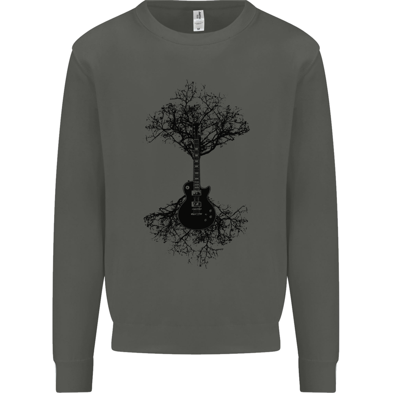 Electric Guitar Tree & Roots Guitarist Kids Sweatshirt Jumper Storm Grey