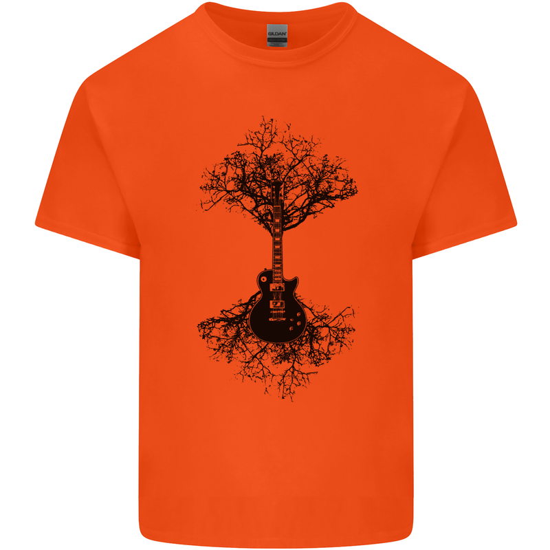 Electric Guitar Tree & Roots Guitarist Kids T-Shirt Childrens Orange
