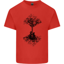 Electric Guitar Tree & Roots Guitarist Kids T-Shirt Childrens Red