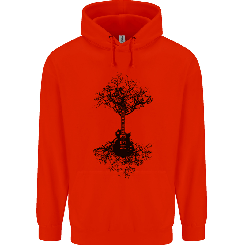 Electric Guitar Tree & Roots Guitarist Mens 80% Cotton Hoodie Bright Red